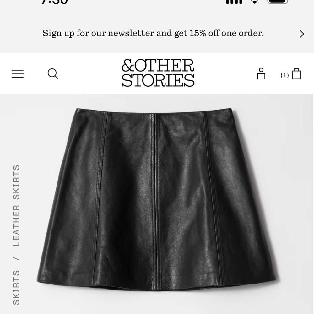 Classic Black A-Line Leather Mini Skirt